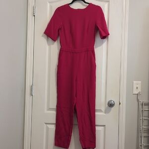 Topshop Pink Jumpsuit with Short Sleeves and Tapered Legs